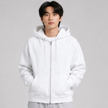 Unisex Zip Hoodie White