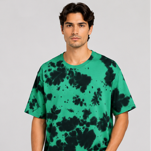 Unisex Tie Dye Oversized T-Shirt Green Black