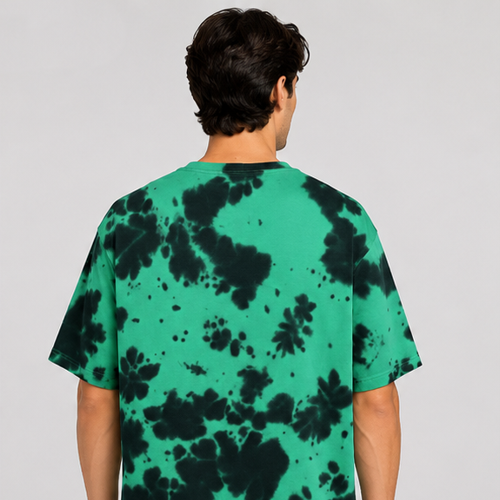 Unisex Tie Dye Oversized T-Shirt Green Black