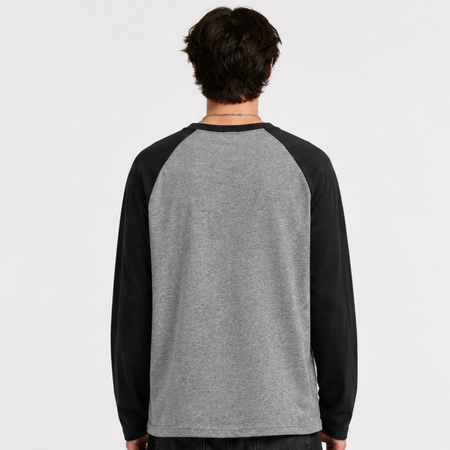 Unisex Raglan T-Shirt Black Charcoal Melange