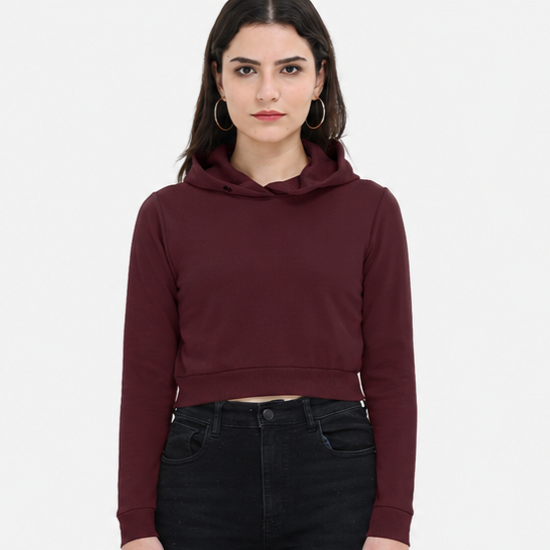 Cropped Hoodie Maroon