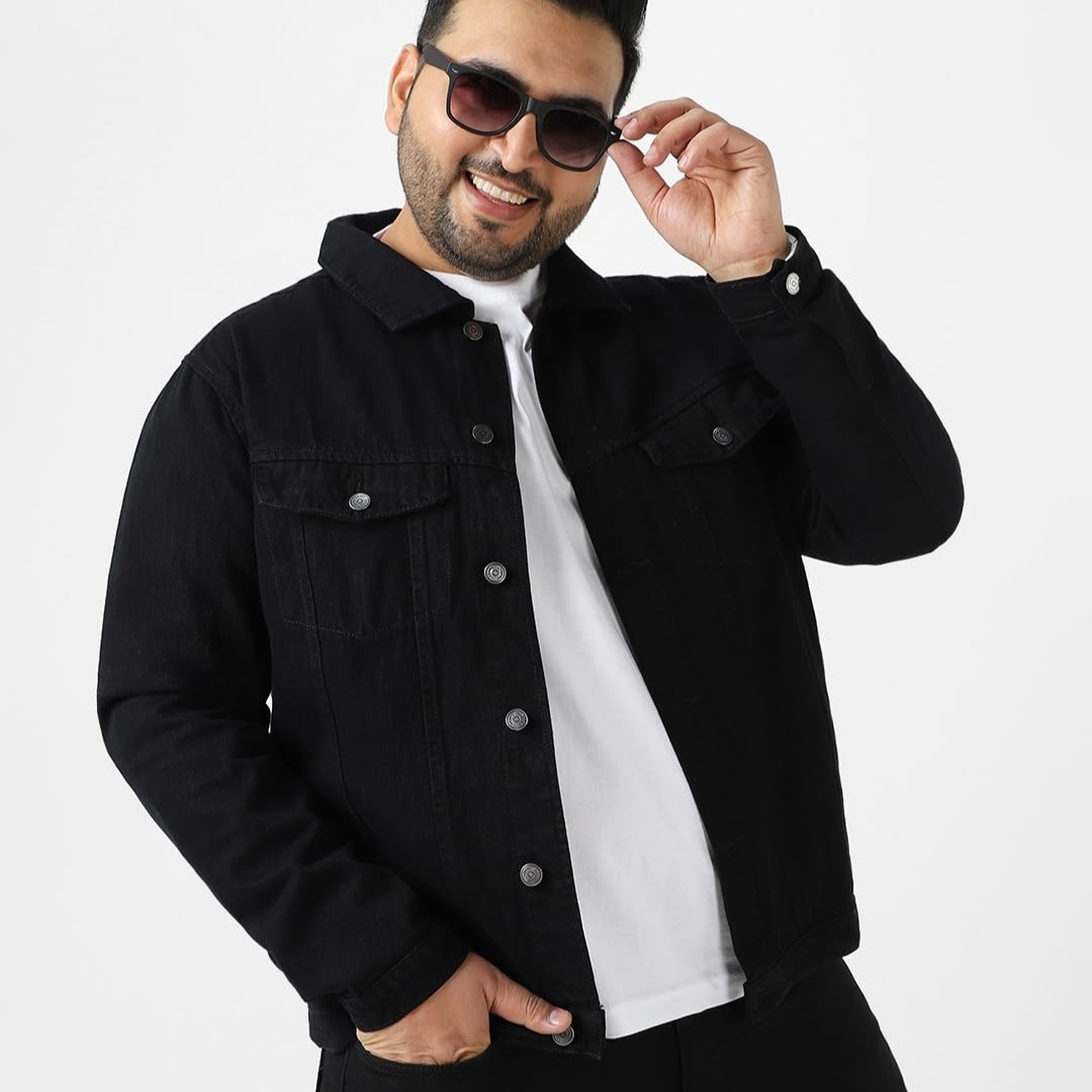 Men’s Black Regular Denim Jacket