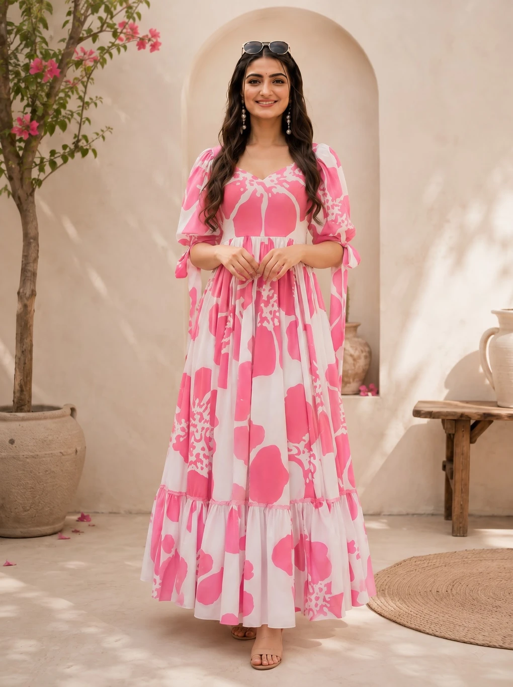 Modestouze Attires Women Fit and Flare Blue Maxi/Full Length Dress