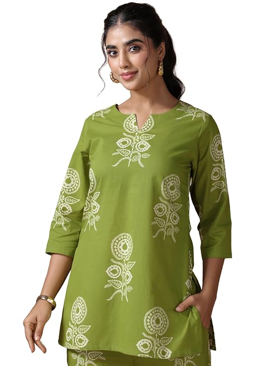 Pinkmint Women's Pure Cotton Co Ord Set l Kurta Sets for Women |Kurta Sets| Printed Kurta with Pant l Stylish Pocket & 3/4 Sleeve Women Co-ord Set (Avaiable in Plus size)