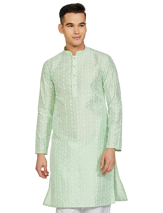 BE ACTIVE Men's Pure Cotton Lucknowi Kurta