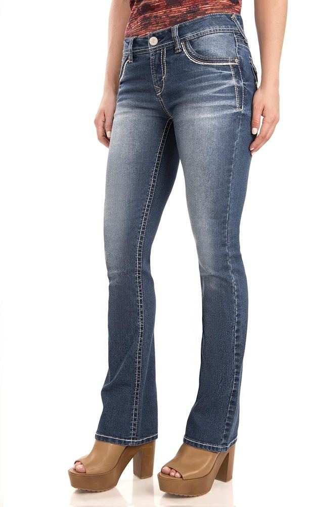 WallFlower Women's Juniors Classic Legendary Stretch Bootcut Denim Jeans w/Back Flap Pocket