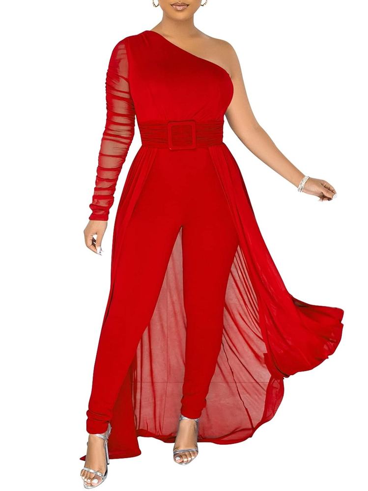 chicyes - 2023 Formal Elegant Jumpsuits for Women Sexy Mesh Overlay Bodycon One Piece Jumpsuits