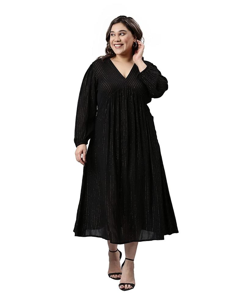 The Pink Moon Women's Maxi Plus Size Lurex Dress - (DRS_100_GOLDLX)