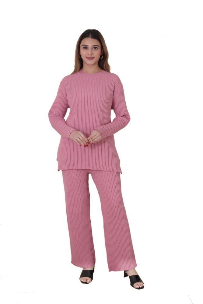 Manera Premium Women's Winterwear Self Design Woolen Knitted Designer Cord Set (2 pcs)