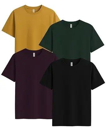 SLEEPY NUTS Women Boyfriend Plain Round Neck Half Sleeve T-Shirt