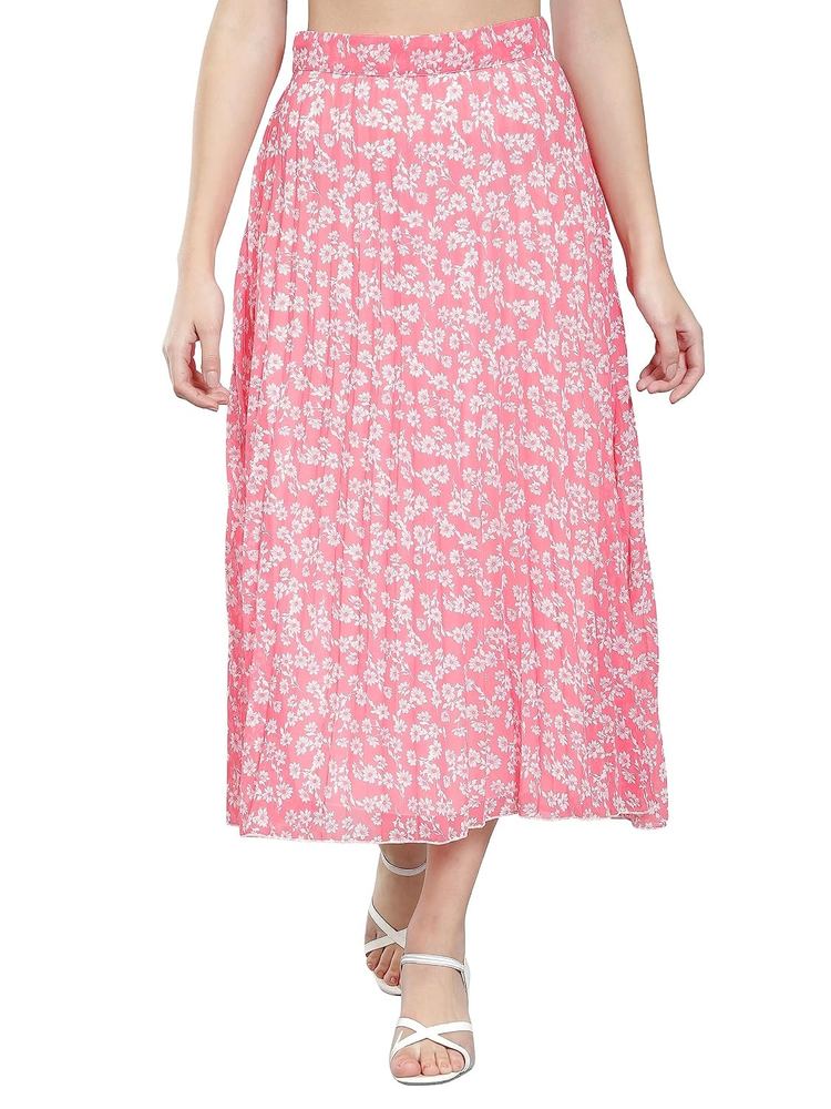 NUEVOSDAMAS Floral Printed Pleated Navy/Multi Skirt
