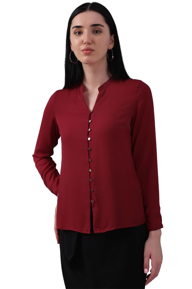 Allen Solly Women's 100% Polyester Regular Fit Shirt