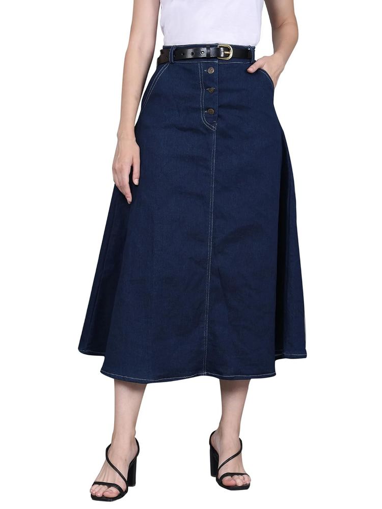 Codaisy Women Beautiful Long Denim A-Line Blue Casual Skirt