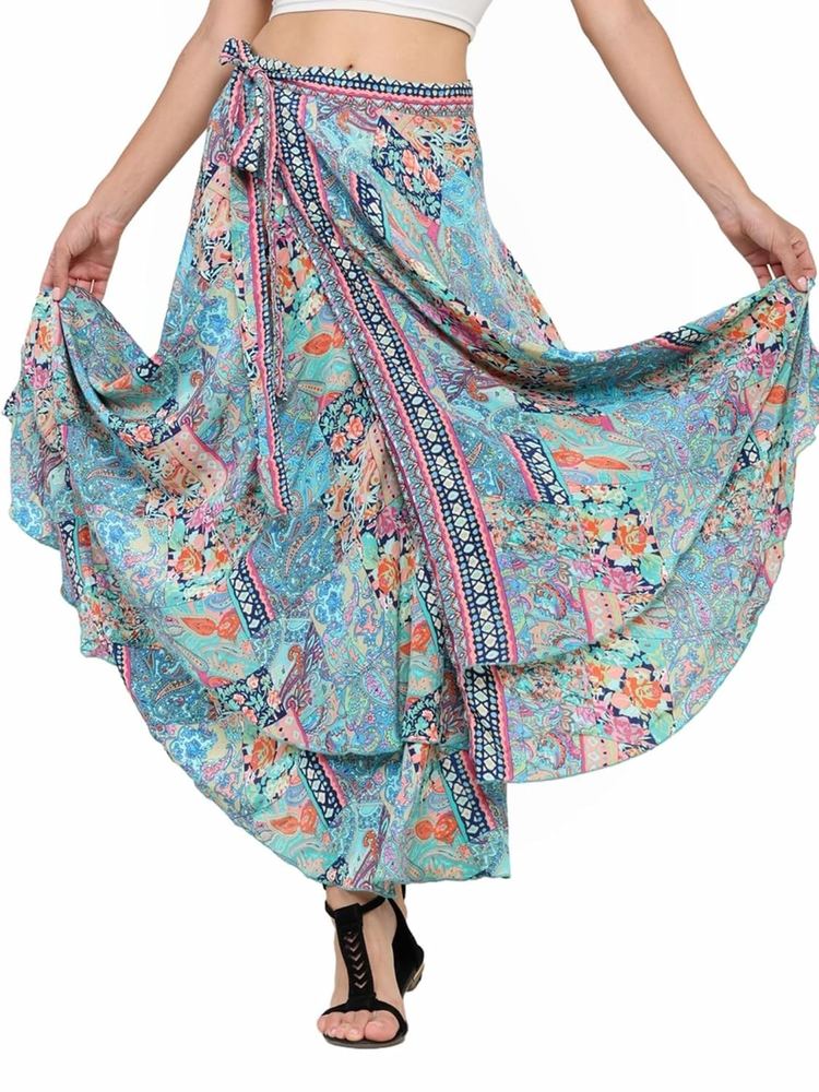 KE KANHA EXPORTS Multi Wear Skirt for Women|Long Skirts for Woman|Wrap for Women|3 in 1 Wrap Skirt |Halter|Dress|Boho Beach|Easily fits XS to XXL|Waist24-38in|Length38in Free Scrunchie Included