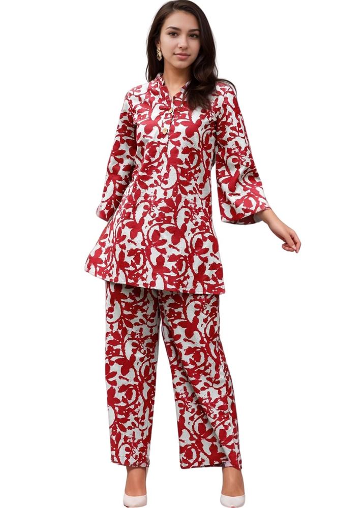 SHIENZY Women Rayon Co Ord Set | Stylish Printed Kurta Top with Wide Leg Pants | Casual Summer Top with Palazzo Pants | Casual Lounge Wear Outfit | Comfortable Travel Outfit | Trendy Set