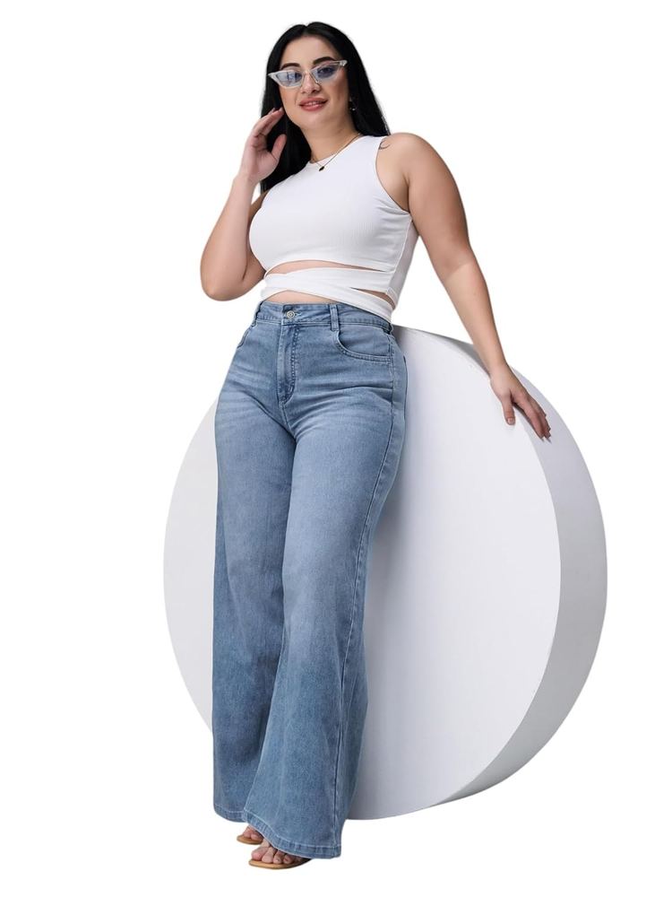 Miss Chase A+ Women's Wide Leg High Rise Regular Length Stretchable Denim Jeans