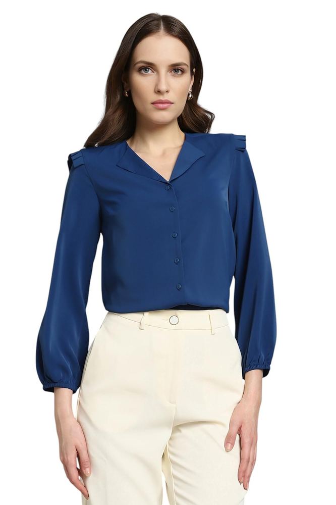 Van Heusen Women Polyester Regular Fit Solid Full Sleeve Casual Shirt
