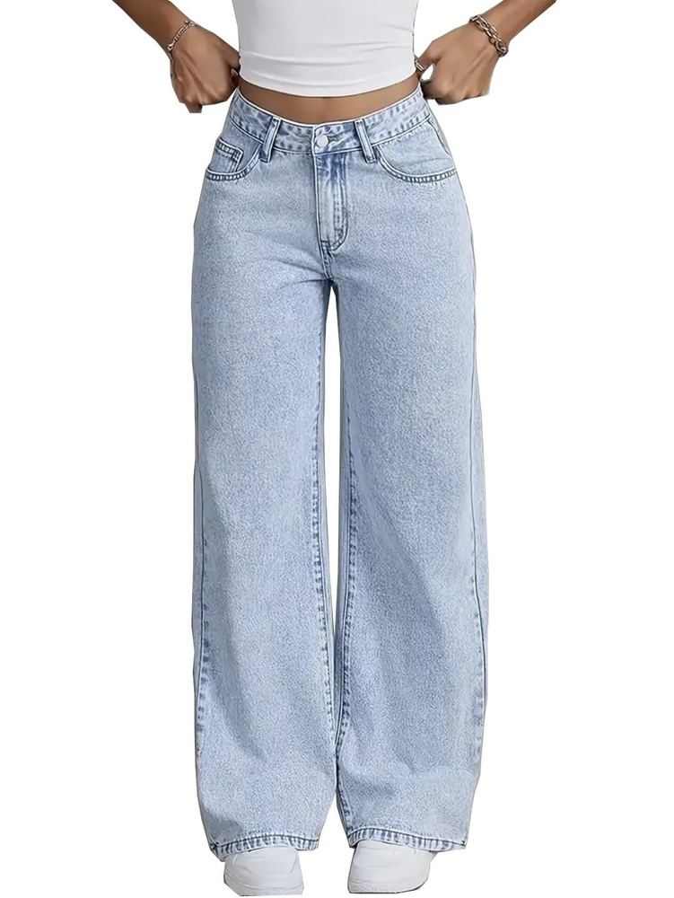 Nifty Women's Denim Stretchable High Waist Light Wash Baggy Jeans || Back Pocket Bow tie Detail