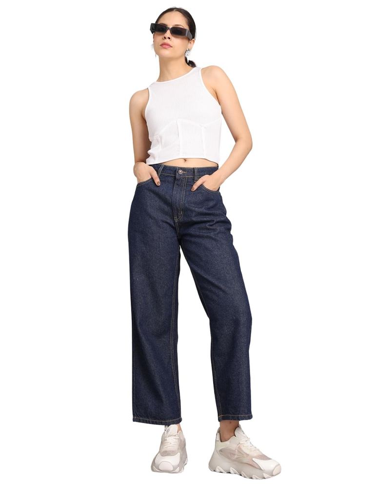 INKD Women's Relaxed Fit Jeans - Mid-Rise | 100% Cotton | Jeans for Women (Available in Plus Sizes)