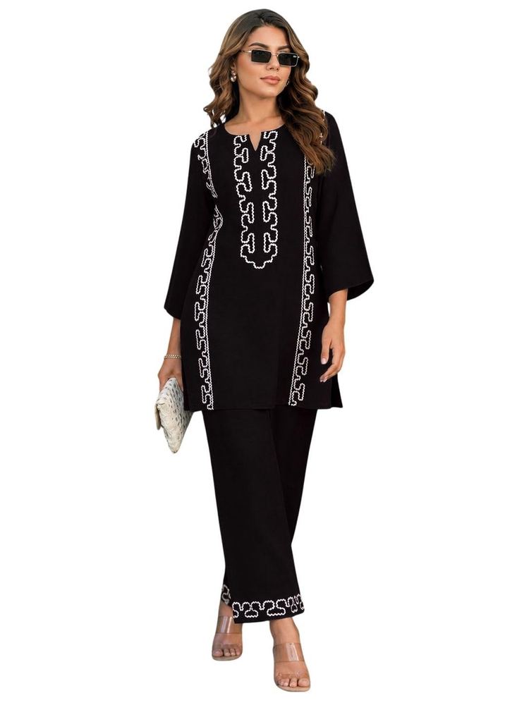 SHIENZY Women Cotton Blend Co Ord Set | Two Piece Ethnic Outfit for Women | Solid Top and Palazzo Pants | Casual Lounge Wear | Stylish Comfortable Trendy Summer Co Ord Outfit
