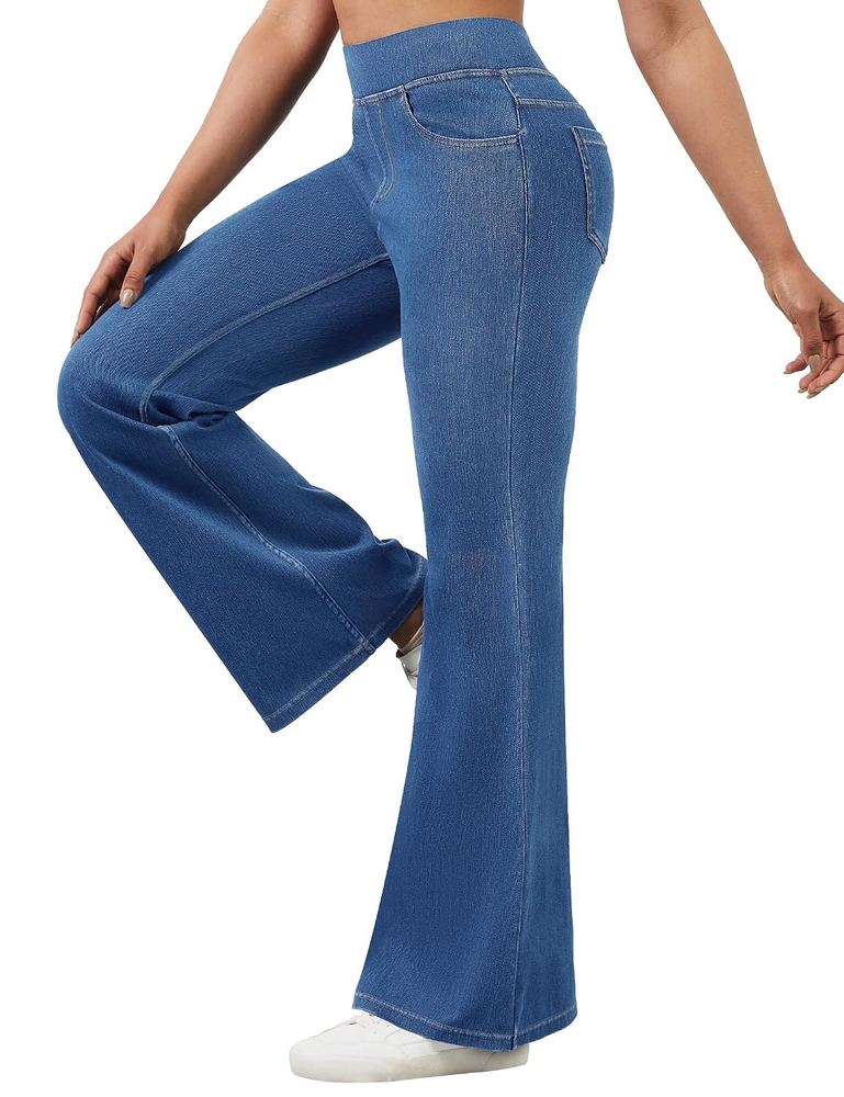 AVAMO Stretchy Flare Jeans for Women Pull On Tummy Control Bootcut Jeans