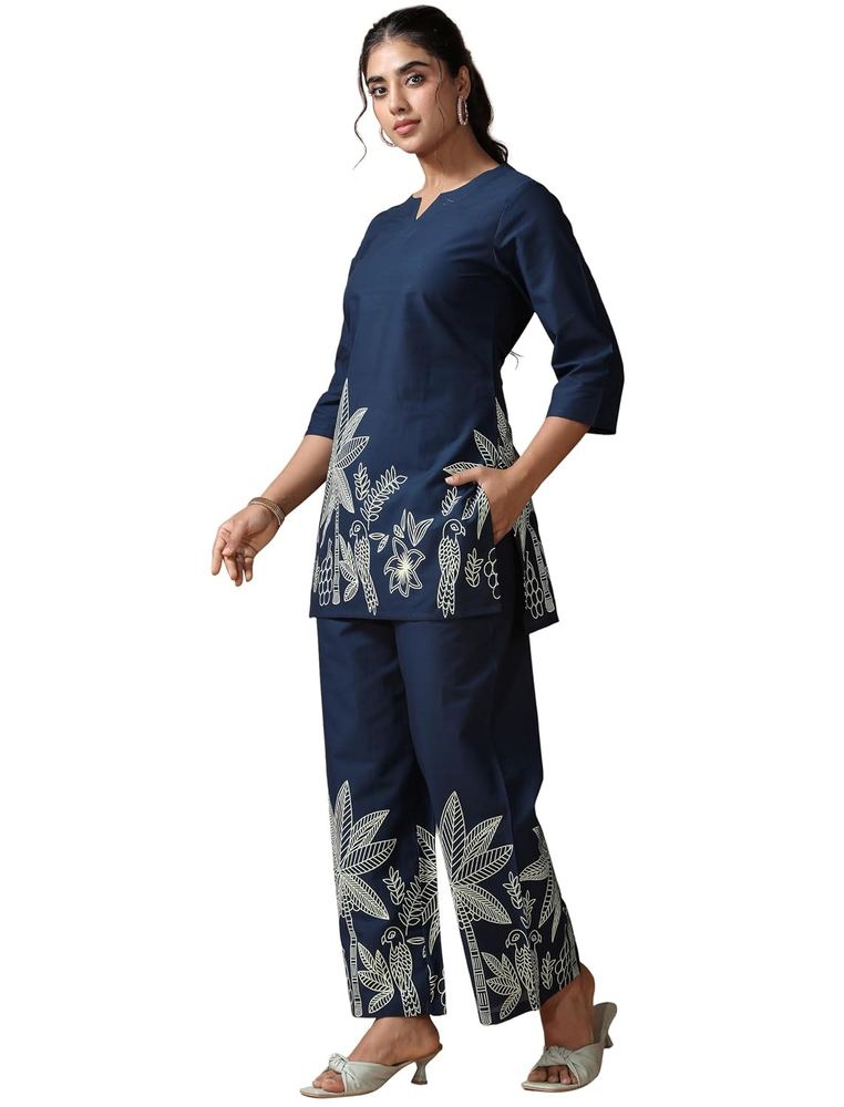 Pinkmint Women's Pure Cotton Co Ord Set l Kurta Sets for Women |Kurta Sets| Printed Kurta with Pant l Stylish Pocket & 3/4 Sleeve Women Co-ord Set (Avaiable in Plus size)