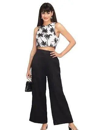 Galad Women's Black Cotton Blend Palazzo Pants | High-Waist Wide Leg Trousers for Casual, Office & Ethnic Wear | Soft & Breathable Fabric (in, Numeric, 30)