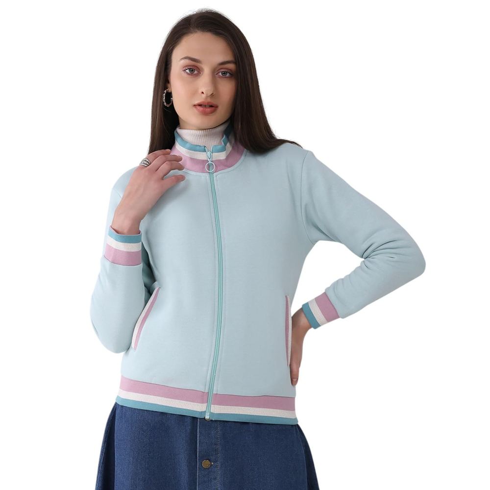 Monte Carlo Women's Regular Fit Sweatshirt | Solid Pattern | Mock Neck | Full Sleeves | Zip Closure | Stylish Warm Winter Wear Sweatshirt for Women