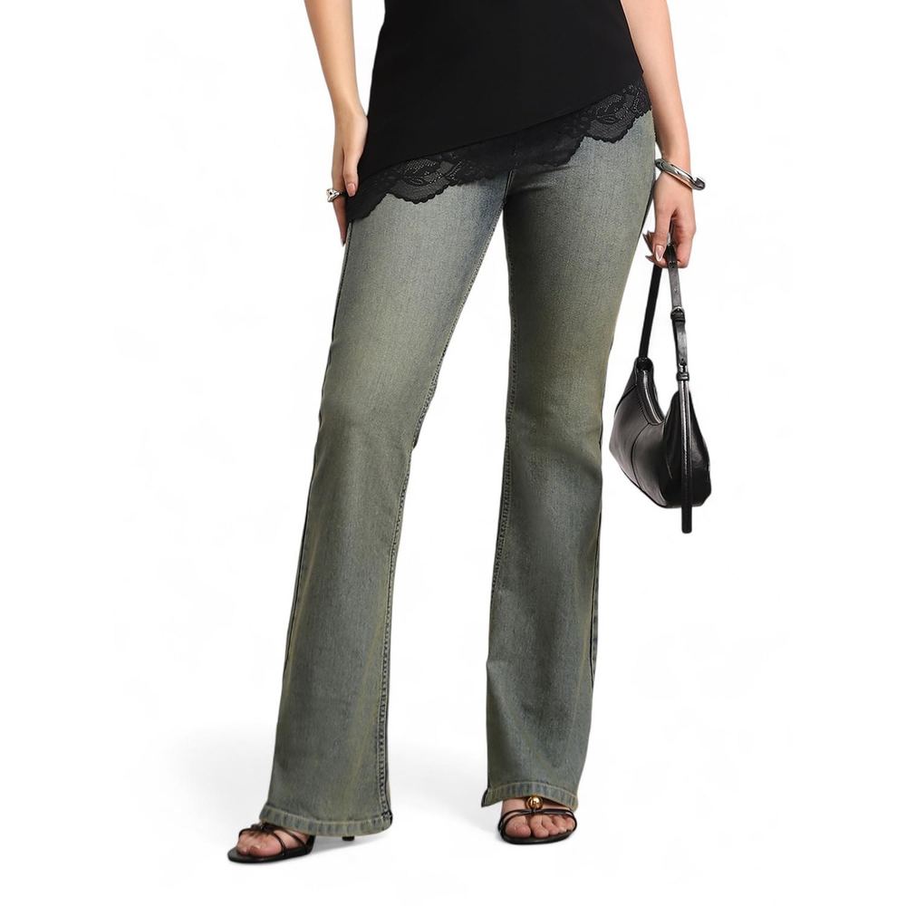 Urbano Fashion Women's Mid Rise Bootcut Washed Jeans Stretchable