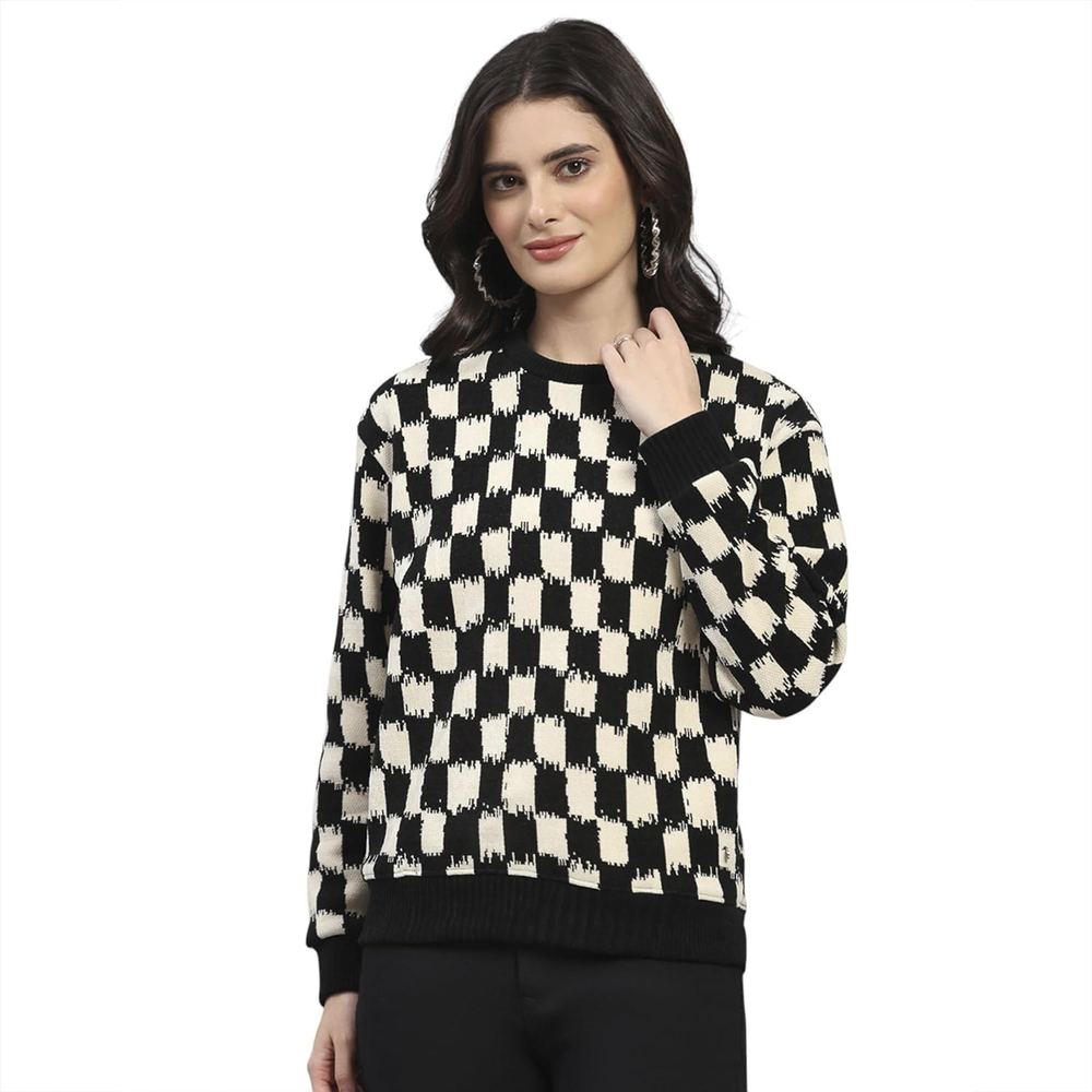 Monte Carlo Women's Regular Fit Self Designed Round Neck Pull On Closure Full Sleeve Winter Sweatshirt | Warm Pullover for Ladies | Comfortable Casual Winter Wear for Women's (Pack of 1)