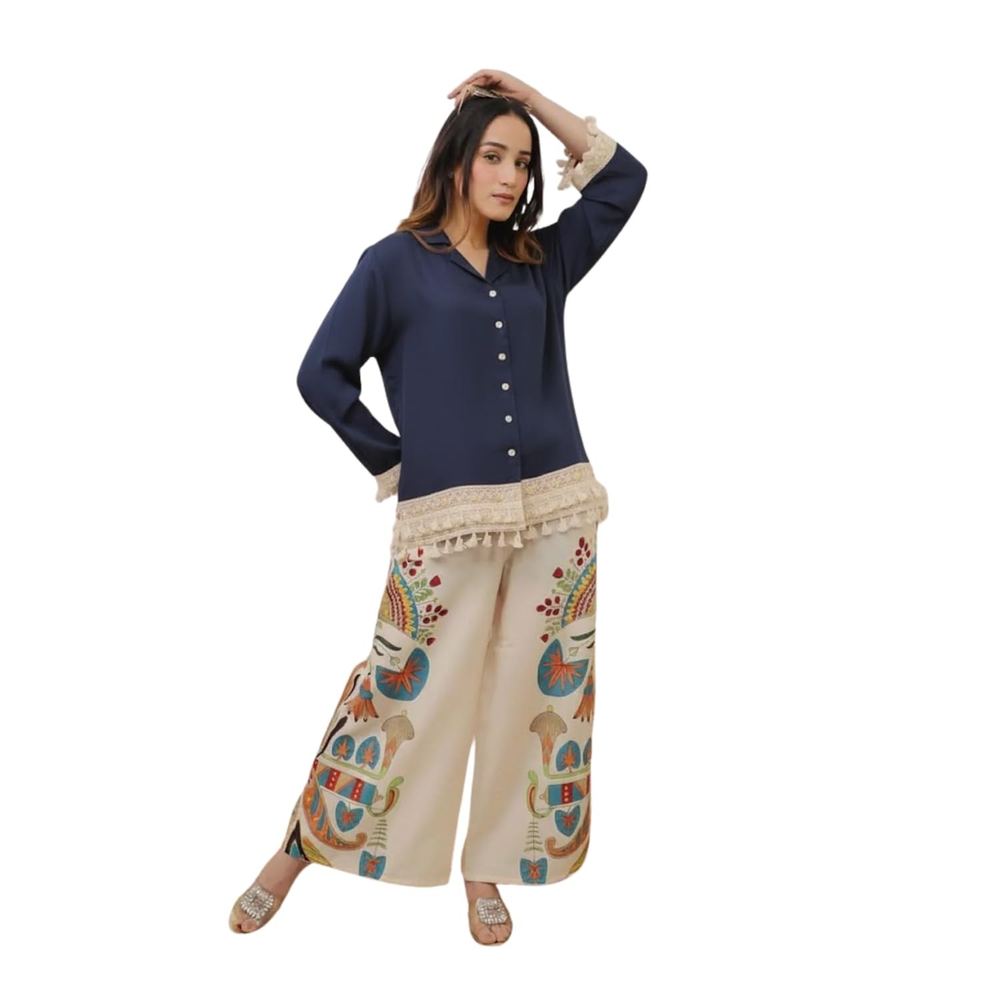 SHANTVAN GALLERY Co Ord Set for Women Stylish Card Set Dress for Women Trendy Top with Plazo Pant Ladies Coord Outfit Modern Wear for Travel Office Casual Look Premium Two Piece Clothing Style