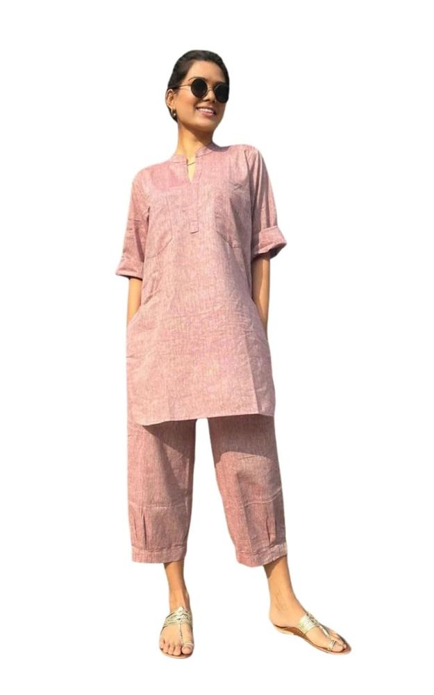 PEACH PIPER Women's Cotton Co-ord Set | Stylish Western Top & Pant Set for Women | Comfortable Casual Wear Outfit | Office, Travel