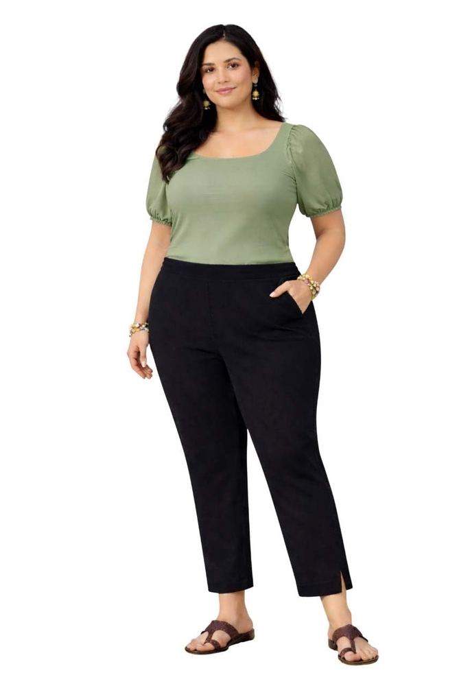 KOTTY Plus Size Women's High Waist Straight Fit Formal Office Wear Trouser Pants Collection Elegant