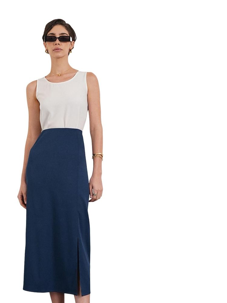 FableStreet Women Skirt Casual & College Wear | High-Rise A-Line Fit Side Slit Design Straight Hem Solid Pattern | Comfortable Woven Fabric & Zippered Closure for Daily Use