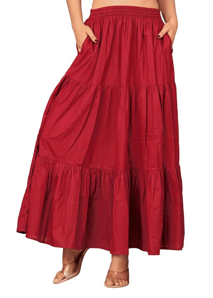 Women's Maxi Skirt for Women | High Waist Long A-Line Flowy Skirt | Cotton Blend Plain Boho Summer Skirt