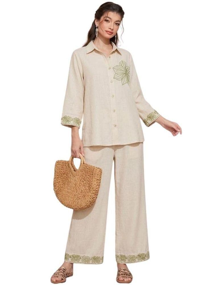 Pure Cotton Co Ord Set for Women | Kurta Sets for Women | Embroidered Kurta with Pant | Ethnic Kurti with Palazzo Pants | Traditional, Office & Casual Wear