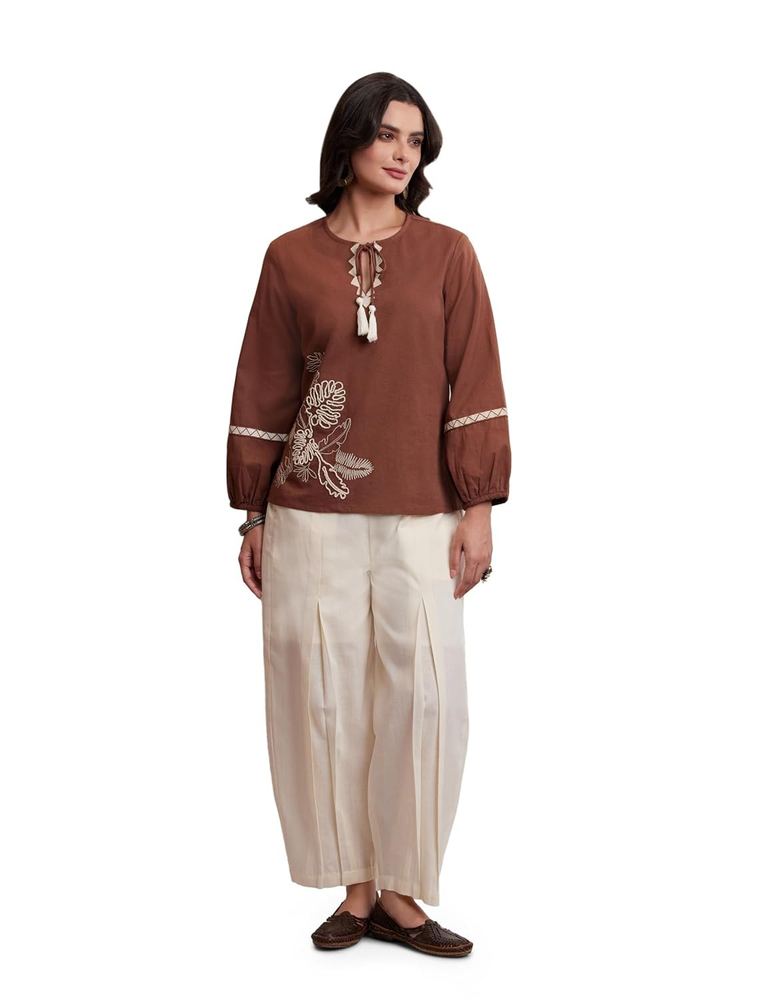 Myx Women's Cotton Embroidered Co Ord Set | Short Kurti and Pant Set (Available in Plus Sizes)
