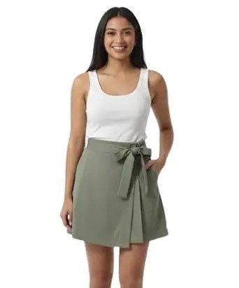 BDS Garments Women Solid Wrap Around Skirt | Knee-Length Casual Skirt for Women | Stylish Comfortable Summer Wear for Daily Use, Travel, Beach & Outings