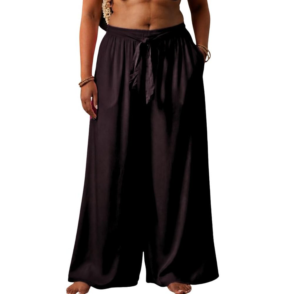 Premium Rayon Palazzo Pants for Women | High Waist Wide Leg Full Length Palazzo | Elastic Waist with Drawstring | Side Pockets | Comfortable Casual