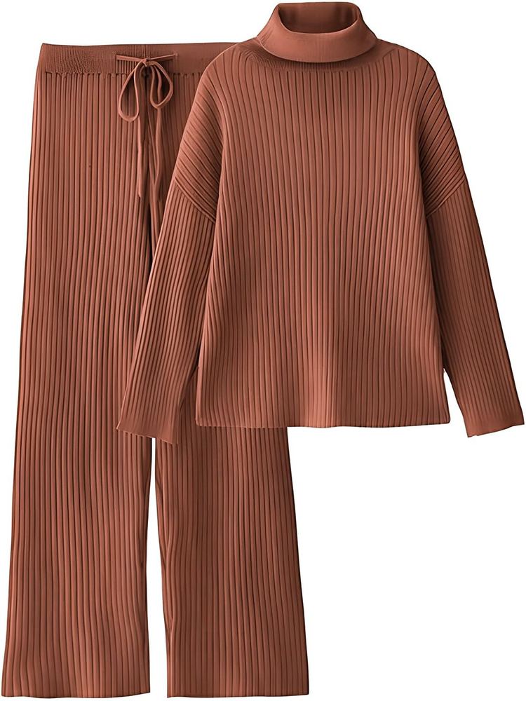 TYSORT Women's Winter Woolen Turtleneck Sweater with Pajama | Warm Winter Wear Cord Set | Woolen Tracksuit Loungewear Set