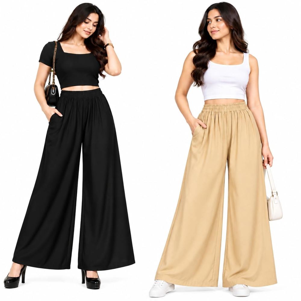 Women's Wide Leg Palazzo Pants with Elastic Waist