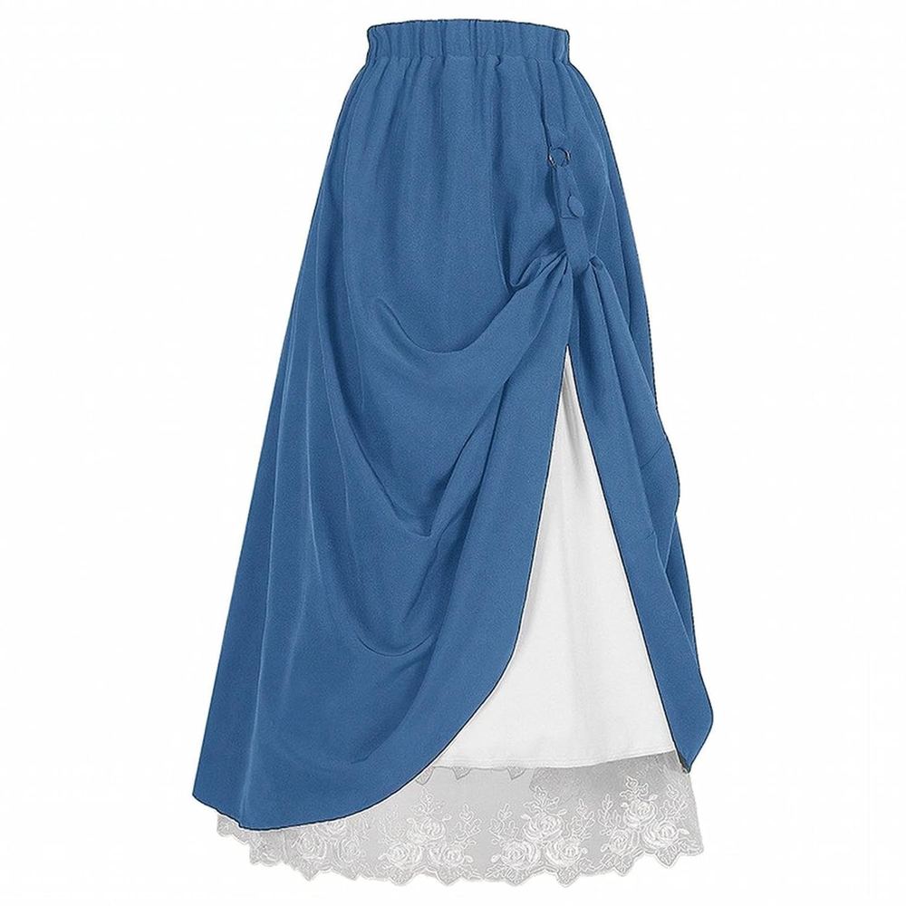CALANDIS Mid-Length Asymmetrical Skirt | Lightweight Polyester material, Comfortable Elasticized Waistband, Draped Skirt, for Casual Wear Xl a Blue