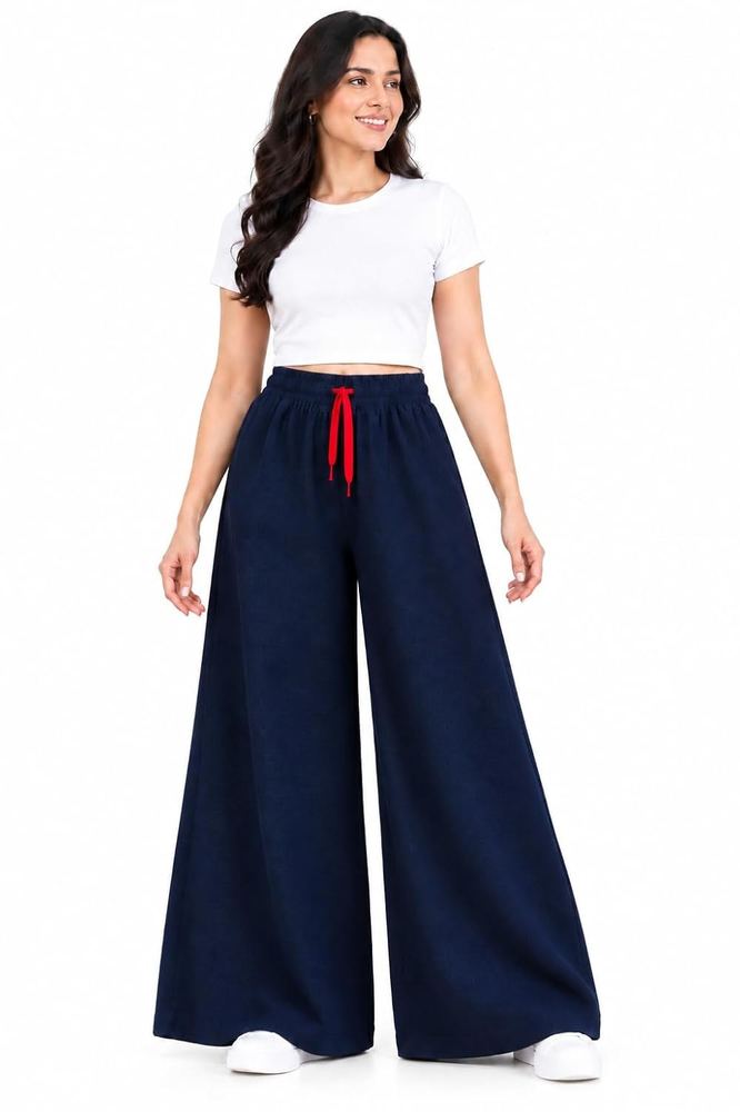 Women's Girls Wideleg Palazzo Pants Dark Navy