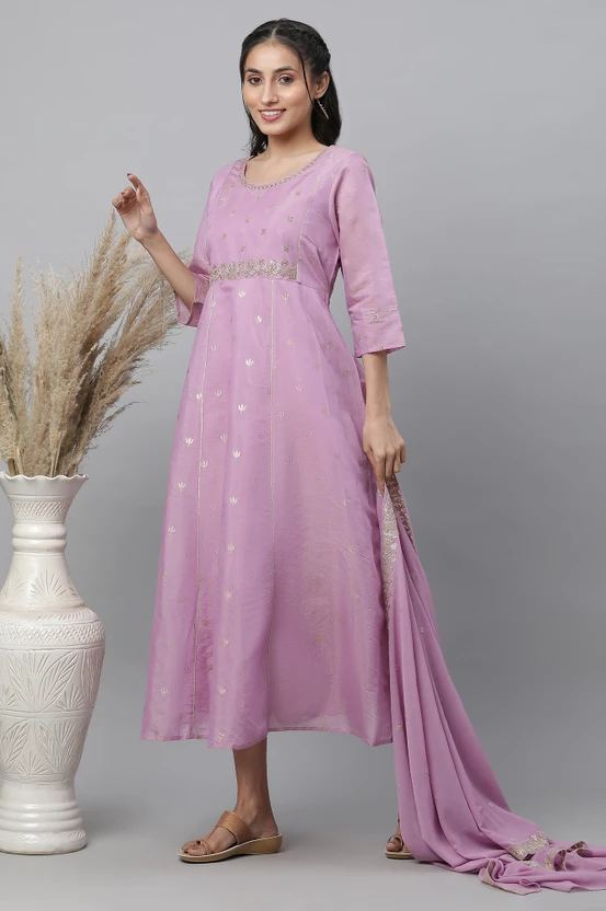 Aurelia Women Fit and Flare Purple Knee Length Dress