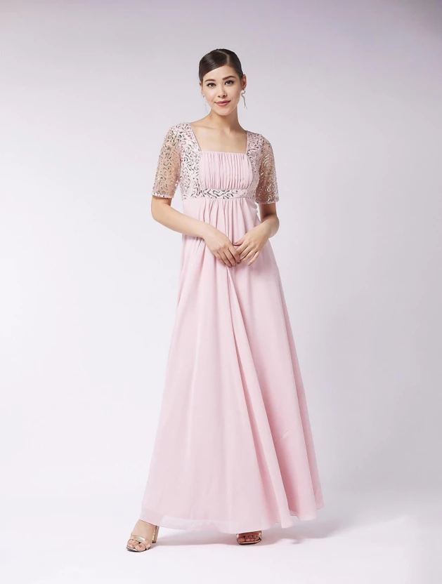 Miss Chase Women A-line Pink Maxi/Full Length Dress