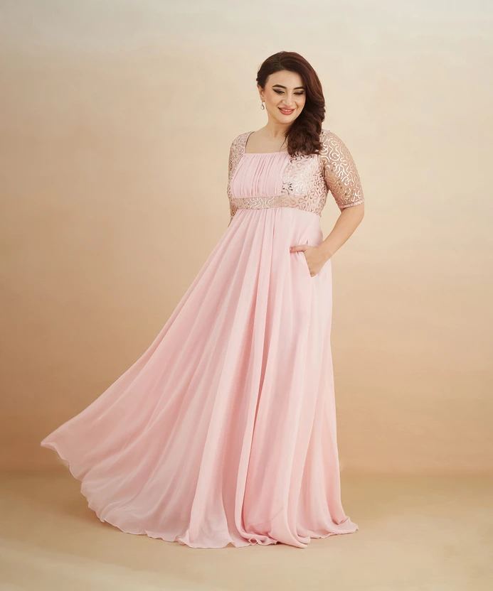 Miss Chase Women Maxi Pink Full Length Dress