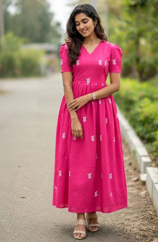 zoentik enterprise Women A-line Pink Maxi/Full Length Dress
