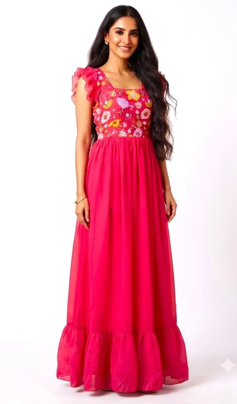 Lebabyfrills Women Fit and Flare Pink Ankle Length Dress