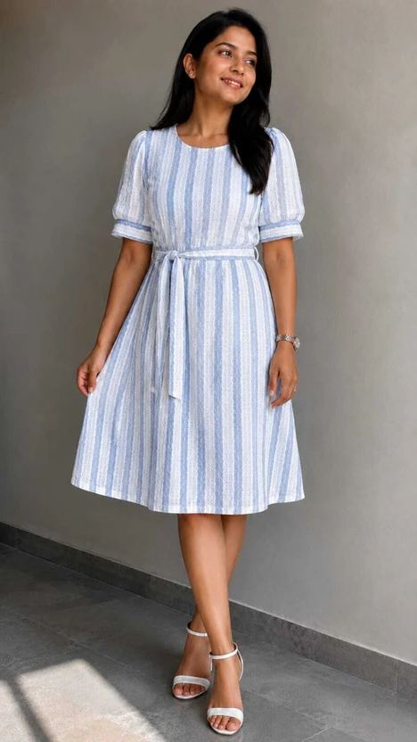 kayraa Women A-line Blue Knee Length Dress