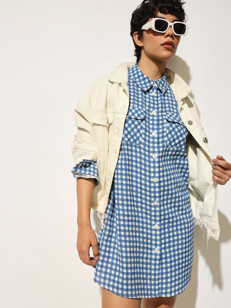 Checked Shirt Mini Dress